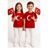 Lunas Tekstil Çocuk Tişört Türk Bayraklı Kırmızı - 7 - 8 Yaş
