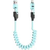 Lunatic 0860 USB Type-C Lightning 4'ü 1 Arada 65W PD Hızlı Şarj Data Kablosu 1.5m Spiral Çevirici Akıllı Hibrit Bağlantı (4-in-1)