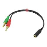 Lunatic 2466 Örgülü 4 Pin 3.5mm Stereo Dişi Y Kablo Kulaklık Mikrofon Çevirici Ayırıcı Dönüştürücü Çoklayıcı Adaptör Telefonunu Kulaklığınızı Hem Mikrofon Hem Kulaklık Özelliğini Çalıştırır