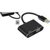Lunatic 3349 USB 3.0 To HDMI VGA 3.5mm 1080P Monitör Genişletici Çevirici Dönüştürücü Adaptör Ekranı - Standart
