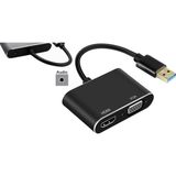 Lunatic 3349 USB 3.0 To HDMI VGA 3.5mm 1080P Monitör Genişletici Çevirici Dönüştürücü Adaptör Ekranı
