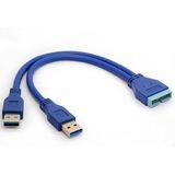 Lunatic 4647 USB 3.0 Y Kablo 19Pin Anakart Dönüştürücü Port Çoklu anakart üzerindeki 19/20 pinli USB 3.0 bağlantı noktasını iki adet standart USB 3.0 Tip-A erkek çıkışına dönüştürerek yüksek hızlı ver