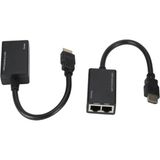 Lunatic 5747 HDMI RJ45 CAT5E 6 Extender Uzatıcı Uzatma Aparatı Adaptör 1080P Cat 5e Veya Cat 6 Kablosu Üzerinden Sinyal Göndererek HDMI Uyumlu Sinyalinizi Uzun Mesafelerde Uzatın. - 1-Siyah