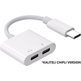 Lunatic 6750 Type C To Kulaklık Hızlı Şarj Giriş Çevirici Çoklayıcı Çoğaltıcı Splitter Adaptör