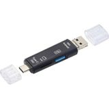 Lunatic 6850 Otg 3in1 Type-C Ve Micro Usb Tf Çevirici Dönüştürücü Kart Okuyucu Android telefonlarda tüm OTG fonksiyonlarını destekler (Hem Mikro Usb hem Type-C cihazlar ile çalışır)