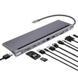 Lunatic 7010 11'i 1 arada Tip-C HUB Adaptör USB Tip C - HDMI VGA Ses PD Kart Okuyucu RJ45 Ağ Kartı Bağlantı İstasyonu Dönüştürücü Dizüstü Bilgisayar PC için