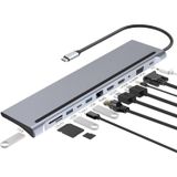 Lunatic 7011 USB C Hub MultiPort Adapter, 12 in 1 Docking Station USB C with 4K HDMI, VGA, 3×USB 2.0 & USB 3.0, PD 100W, Ethernet RJ45 Port, SD/TF Reader, 3.5mm AUX for MacBook Pro/Air and Other Type