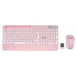 Lunatic Everest KM-9676 Multimedya Tablet-Telefon Standlı Bileklik Ağrı Engelleyicili Uzun Menzilli Kablosuz Klavye Mouse Set (PEMBE)
