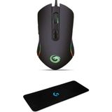 Lunatic Hawk Siyah Makrolu 6400DPI Rgb Ledli Gaming Oyuncu Mouse + Logitehc 70X30 CM Mouse Pad