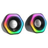 Lunatic Md-176 Siyah 2.0 3W*2 RGB Aydınlatmalı USB + 3.5mm USB 5V Kablodan Ses Ayarlı Speaker Hoparlör (MD-176 Siyah)