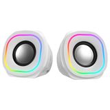 Lunatic MD-180 2.0 3W*2 Beyaz RGB Aydınlatmalı USB + 3.5mm USB 5V Speaker Hoparlör (MD-180 Beyaz)