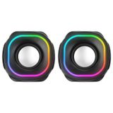 Lunatic Mikado MD-180 2.0 3W*2 Beyaz ve Siyah RGB Aydınlatmalı USB + 3.5mm USB 5V Kablodan Ses Ayarlı Speaker Hoparlör (SİYAH)