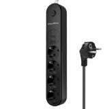 Lunatic Showmax Serisi SH-2546 4lü 2M 10A 2500W 2xUSB 1xType-C Termal Akım Korumalı Priz
