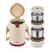 Lunchbox 2 Katlı 4-6 Saat Sıcak/soğuk Termos Çelik Sefer Tası Beslenme Kabı 1800ML Krem