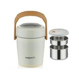 Lunchbox Çelik Beslenme Kabı 3 Kat 1600 Ml Yemek Kabı Beyaz