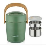 Lunchbox Çelik Beslenme Kabı 3 Kat 1600 Ml Yemek Kabı Yeşil