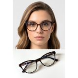 LUNE EYEWEAR KATİE CAT EYE LEOPAR MAVİ IŞIK KORUMALI ŞEFFAF GÖZLÜK