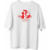 Lune Store 19 Mayıs Atatürk Temalı Gençlik ve Spor Bayramı Bisiklet Yaka T-Shirt - Beyaz - XL