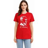 Lune Store Atatürk Baskılı Tişört Kısa Kollu Bisiklet Yaka T-Shirt - Kırmızı - XL
