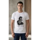 Lune Store Erkek Atatürk Baskılı Tişört Kısa Kollu Bisiklet Yaka T-Shirt - Beyaz - 2XL
