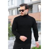 Lune Store Erkek Boğazlı Örme Kazak - Siyah - 2XL