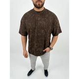 Lune Store Erkek Premium Tişört Osy Yumuşak Dokulu Yıkamalı Oversize T-Shirt - Kahverengi