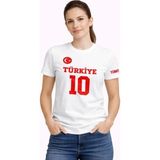 Lune Store Türkiye Ay Yıldız Baskılı 10 Numara Forma Tişört Taraftar T-Shirt - Beyaz