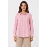 Lune Store Uzun Kol Gömlek Düğmeli Klasik Yaka Günlük ve Ofis Şıklığına Uygun - Toz Pembe - 2XL