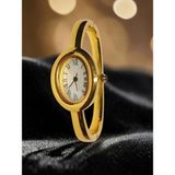 Lunel Accessory Lüks Tasarım Gold Kelepçe Saat - Antik Roma Kadranlı Kararmaz Çelik Aksesuar