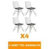 Lunera Mobilya 4 Adet Modernismo Tel Sandalye İç Mekan,Balkon,Yemek Masası Sandalyesi