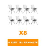 Lunera Mobilya 8 Adet Modernismo Tel Sandalye İç Mekan,Balkon,Yemek Masası Sandalyesi