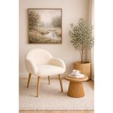 Lunera Mobilya LN Jasmine Ahşap Ayaklı Retro Puf Minimal Berjer Makyaj Masası Sandalyesi Çok Amaçlı Berjer