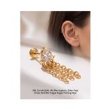 Lunexa 316L Cerrahi Çelik Altın Kaplama Kararmaz Alerji Yapmaz Zirkon Taş Figür Unisex Tragus Helix Küpe Piercing-238B-000