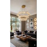 lunexa aydınlatma Kristal Taşlı Led Avize Modern Lüks Sarkıt 3 Renk Altıgen Salon Villa Avizesi