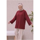 Lunfia Salaş Yuvarlak Yaka Tunik - K. Bordo