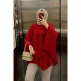 Lunfia Uzun Kuşaklı Salaş Tunik - Kırmızı