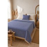 Lunga Vita Dokuma Pike Çiftkişilik 200X220 Çok Amaçlı Bohem Yatak Örtüsü - Lacivert - 200 x 220 cm