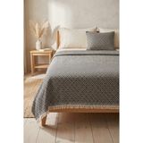 Lunga Vita Dokuma Pike Çiftkişilik 200X220 Çok Amaçlı Bohem Yatak Örtüsü - Siyah - 200 x 220 cm