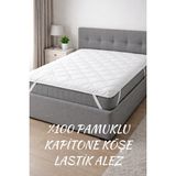 Lunga Vita Kapitone Köşe Lastikli Alez %100 Pamuklu Özel Ebatlar (Sıvı Geçirmez Özelliği Yoktur) - 200 x 200 cm - Beyaz