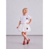 Luniva Butik Kız Çocuk Kiraz Nakışlı Balon Etek Takım - 7 - 8 Yaş - Beyaz