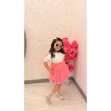 Luniva Butik Kız Çocuk Nakış Detaylı Gömlek ve Tül Etek Takımı – Pembe / Lila / Lacivert Seçenekli - 7 - 8 Yaş