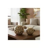 Luniva Home Dekoratif Leopar 2'Li Büyük Ve Küçük Ev,Ofis Hediyelik Modern Dekorasyon Obje Seti(Mumlar Dahildir)