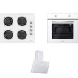 Luno F6502W01 - LCO5335W01 - 3420.6.W01 Beyaz Cam Ankastre Set