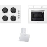 Luno L335W01 - L D34 W02662 - F6501W02 Beyaz 3'lü Cam Ankastre Set