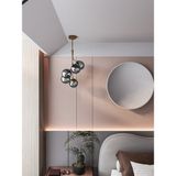 LUNO Modern Eskitme Metal Gövdeli 5'li Füme Cam Küre Avize | Tavan Aydınlatma Avize Modeli - Eskitme - Füme