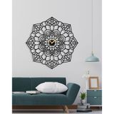 Lunoart Dekoratif Mandala Motifli Siyah Metal Duvar Saati – Ev & Ofis Dekoru