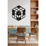 Lunoart Küp Tasarımlı Siyah Metal Duvar Saati – Modern Minimalist Saat (Büyük Boy)