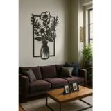 Lunoart Metal Duvar Tablosu Çiçekli Vazo Desenli | Modern Salon Duvar Dekoru