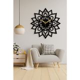 Lunoart Modern Çiçek Desenli Siyah Metal Duvar Saati – Şık ve Minimalist Tasarım