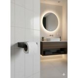 LUNOART Modern Mat Siyah Metal Tuvalet Kağıdı Tutacağı ( YAPIŞKANLI ) II | Minimal Duvara Monte Kağıtlık